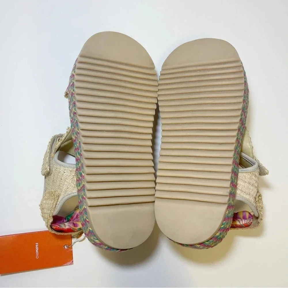 NWT FARM Rio Colorful Toucans Flatform Raffia Velcro Sandal - Platform Tropical - Picture 3 of 4